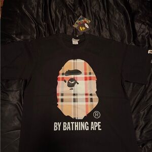 Bape Black T-Shirt with Plaid Ape Head